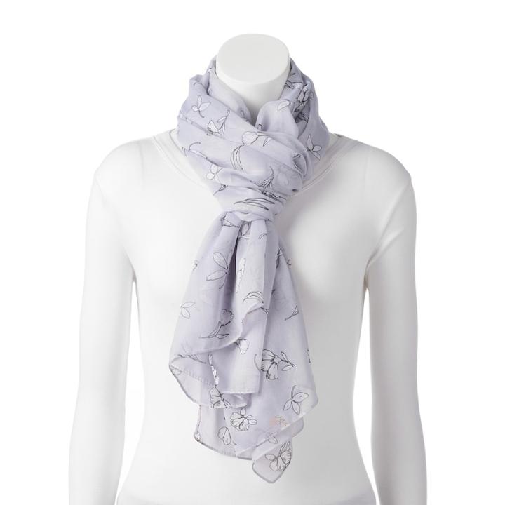 Lc Lauren Conrad Floral & Bees Wrap Oblong Scarf, Women's, Light Blue