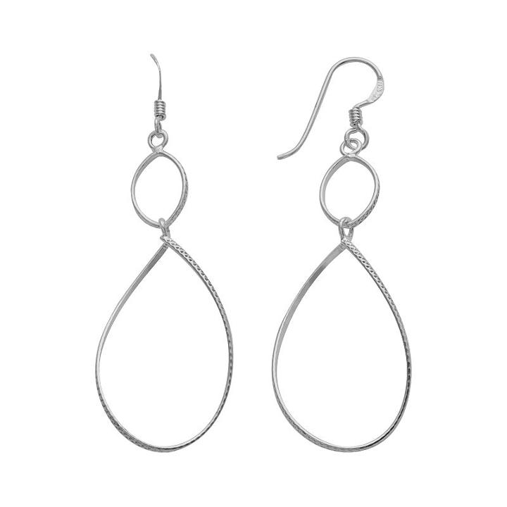 Sterling Silver Textured Teardrop Earrings, Women's