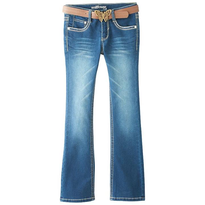 Girls Plus Size Wallflower Butterfly Bootcut Jeans, Girl's, Size: 20 1/2, Blue Other