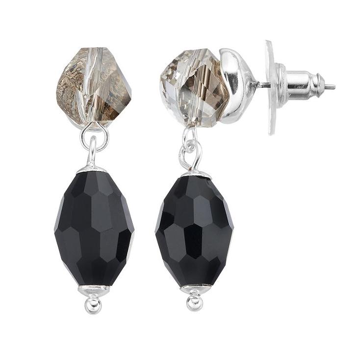 Napier Black Bead Nickel Free Double Drop Earrings, Women's, Multicolor