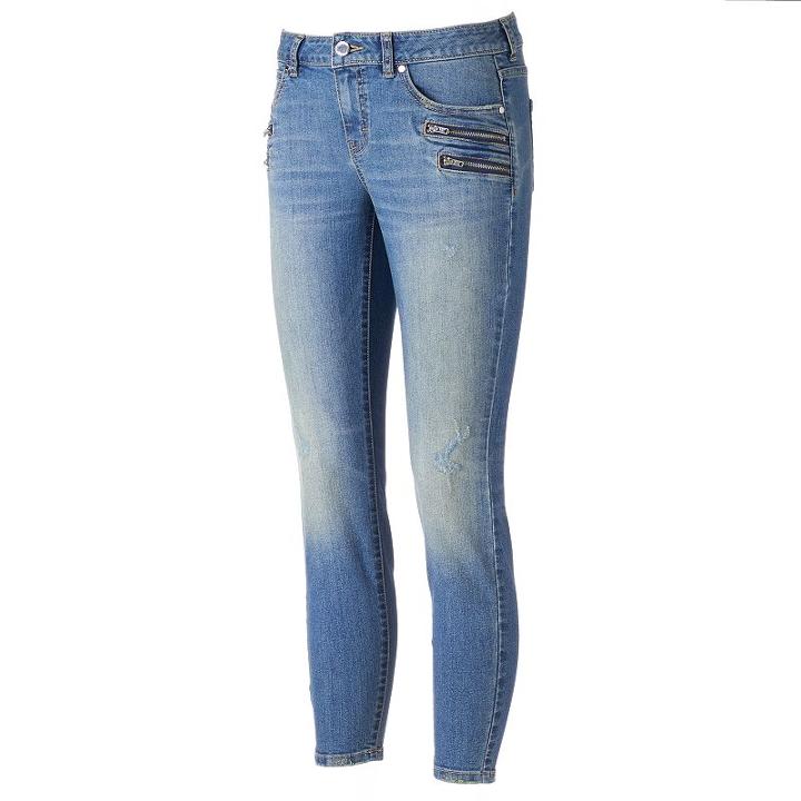 Petite Jennifer Lopez Embellished Skinny Ankle Jeans, Women's, Size: 0 Petite, Dark Blue