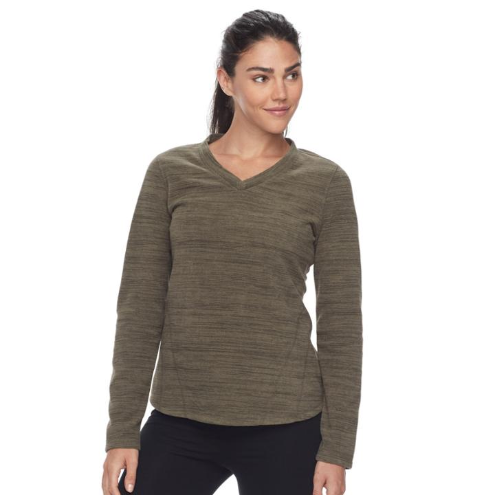 Petite Tek Gear&reg; Microfleece V-neck Tee, Women's, Size: M Petite, Dark Green