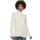 Women's Sonoma Goods For Life&trade; Fringe Cable-knit Mockneck Sweater, Size: Xl, White Oth