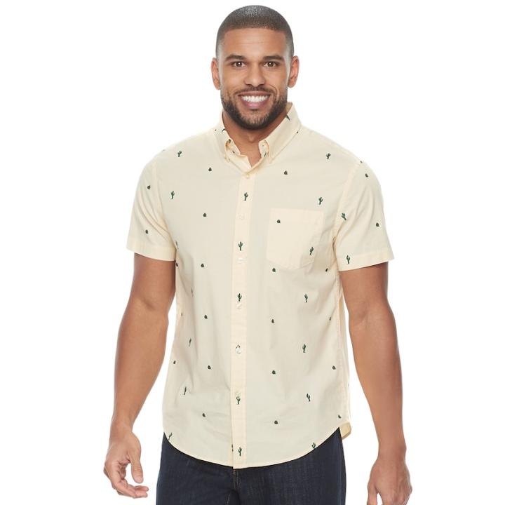 Men's Sonoma Goods For Life&trade; Flexwear Modern-fit Poplin Button-down Shirt, Size: Xxl, Med Yellow