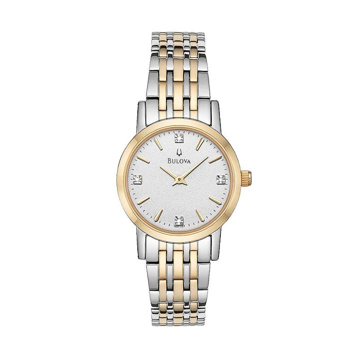 Bulova Women's Diamond Two Tone Stainless Steel Watch - 98p115, Multicolor, Durable
