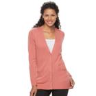 Women's Croft & Barrow&reg; V-neck Button-down Cardigan, Size: Medium, Med Pink