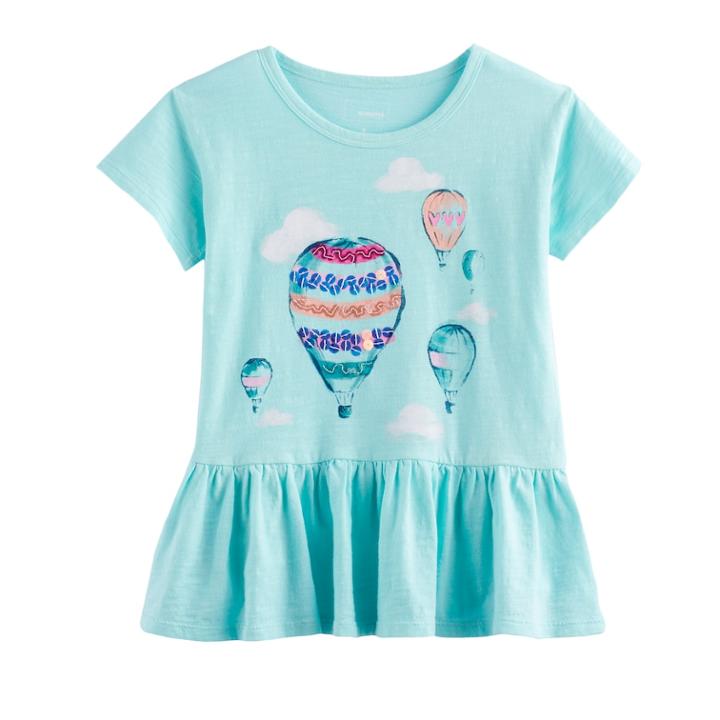 Girls 4-12 Sonoma Goods For Life&trade; Graphic Peplum Tee, Size: 5, Brt Blue