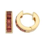 Garnet 14k Gold Over Silver Huggie Hoop Earrings, Women's, Red
