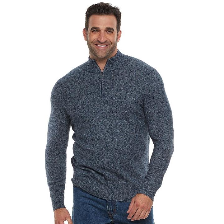 Big & Tall Croft & Barrow&reg; True Comfort Classic-fit Stretch Quarter-zip Sweater, Men's, Size: Xl Tall, Dark Blue