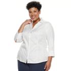 Plus Size Dana Buchman Hidden Placket Button-down Shirt, Women's, Size: 1xl, White