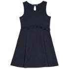 Girls 4-16 Chaps School Uniform Ruffled French Terry Jumper, Size: 5, Blue (navy)