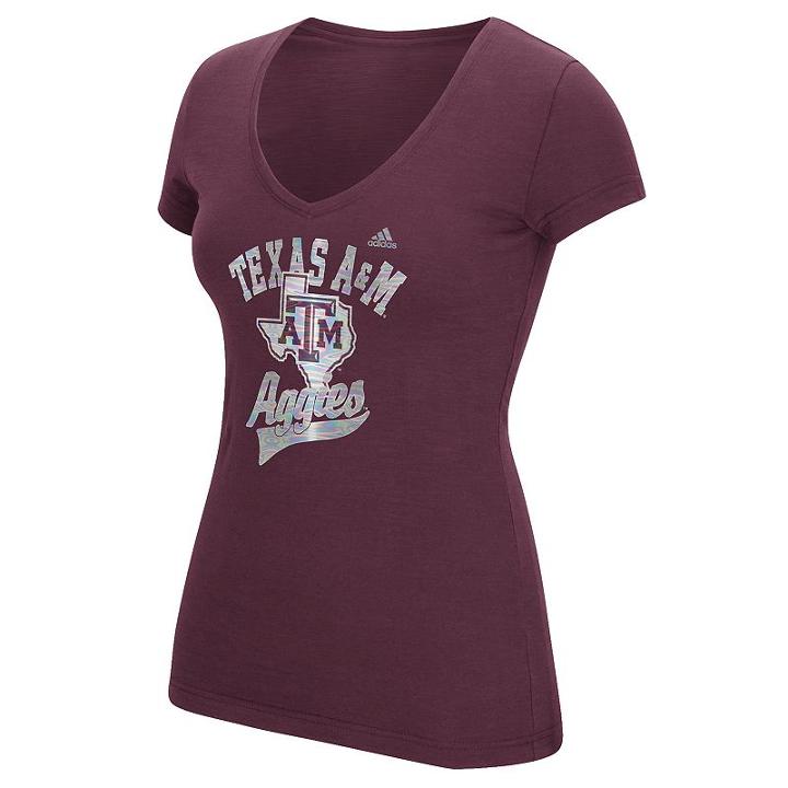 Women's Adidas Texas A & M Aggies Script Tee, Size: Medium, Dark Red