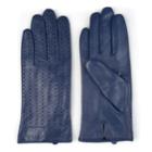 Women's Journee Collection Microfiber-lined Perforated Leather Gloves, Size: Small, Blue (navy)