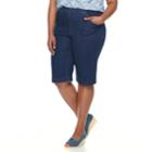 Plus Size Croft & Barrow&reg; Pull-on Skimmer Denim Shorts, Women's, Size: Regular, Dark Blue