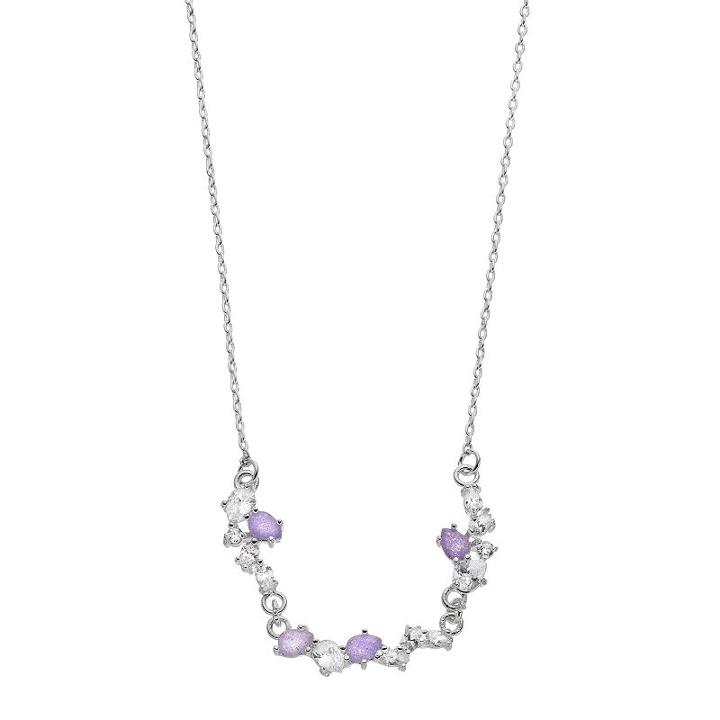 Lc Lauren Conrad Periwinkle Crackle Stone Curved Necklace, Women's, Blue