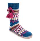 Women's Muk Luks Pom Pom Slipper Socks, Size: S-m, Med Blue