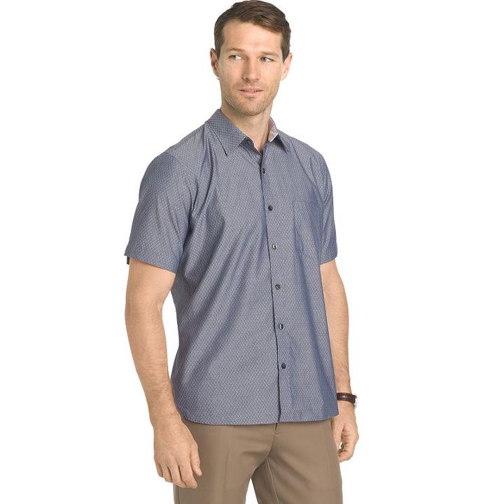 Men's Van Heusen Regular-fit Never Tuck Button-down Shirt, Size: Large, Blue (navy)