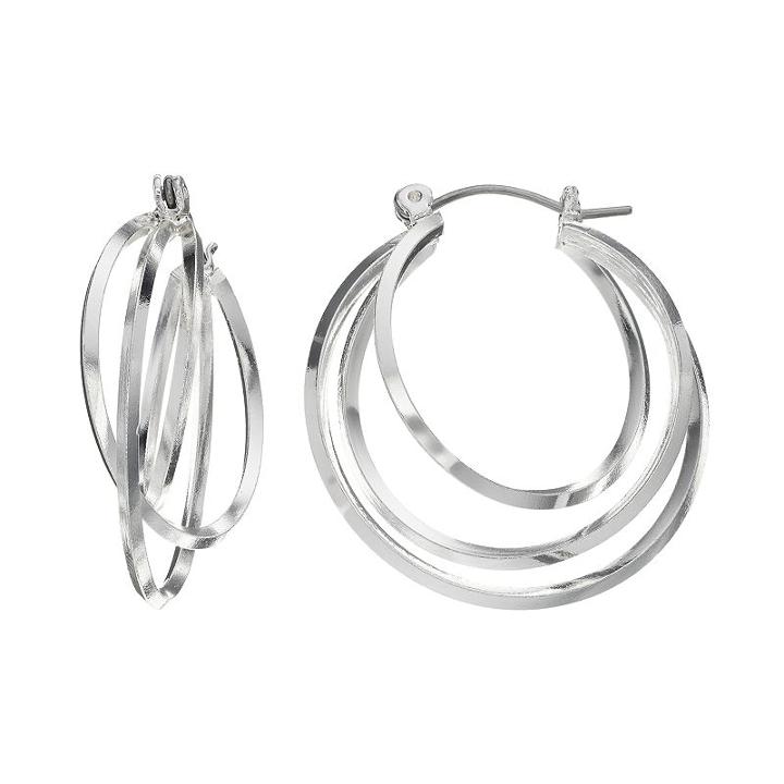 Croft & Barrow&reg; Concentric Hoop Earrings, Women's, Silver
