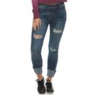 Juniors' Almost Famous Mid-rise Ripped Ankle Skinny Jeans, Teens, Size: 0, Dark Blue