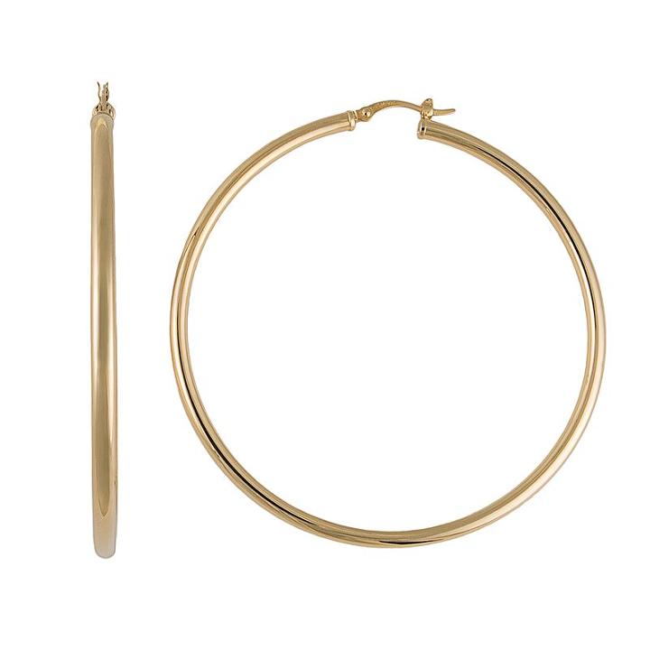 Silver Classics Gold Tone Sterling Silver Tube Hoop Earrings, Women's