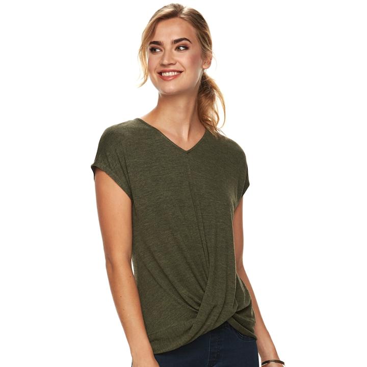 Women's Apt. 9&reg; Twist Front Tee, Size: Large, Med Green