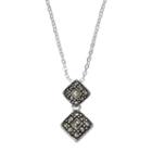 Silver Luxuries Marcasite Double Kite Pendant Necklace, Women's, Grey