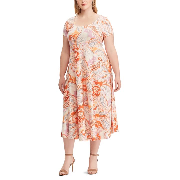 Plus Size Chaps Fit & Flare Midi Dress, Women's, Size: 1xl, Orange