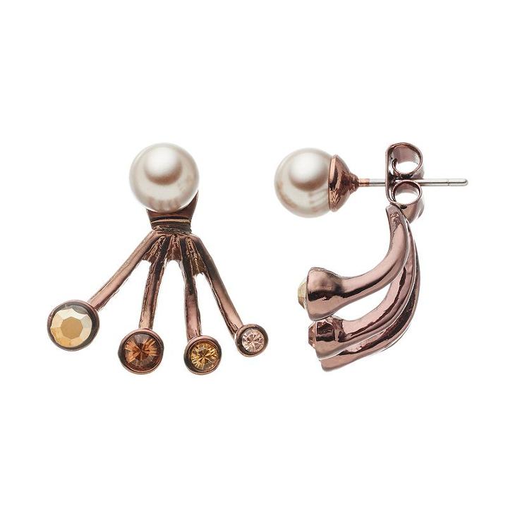 Simply Vera Vera Wang Graduated Fan Front-back Earrings, Women's, Lt Brown