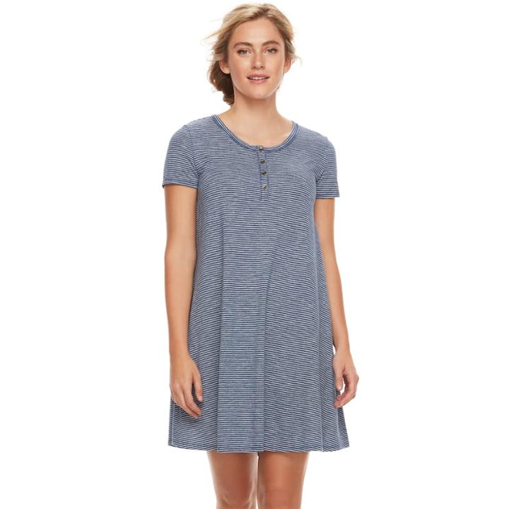 Women's Sonoma Goods For Life&trade; Henley T-shirt Dress, Size: Small, Dark Blue