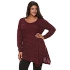 Plus Size Apt. 9&reg; Textured Asymmetric Hem Tunic Top, Women's, Size: 1xl, Red