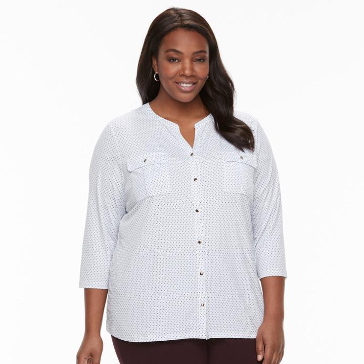 Plus Size Women's Croft & Barrow&reg; Button-up Top, Size: 3xl, White
