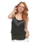 Women's Apt. 9&reg; Embroidered Double-layer Camisole, Size: Large, Black