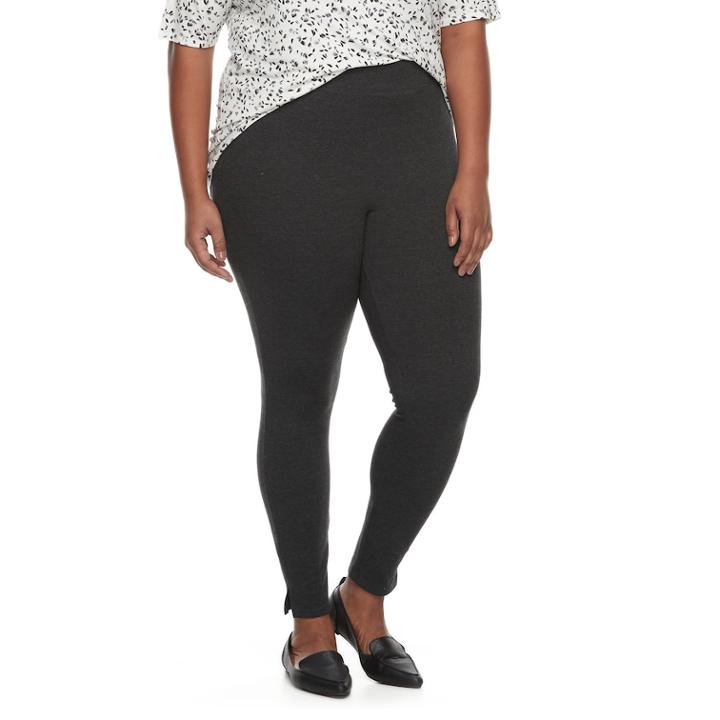 Plus Size Utopia By Hue Ankle Slit Leggings, Women's, Size: 2xl, Med Grey