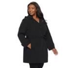 Plus Size Tower By London Fog Hooded Raincoat, Women's, Size: 1xl, Black