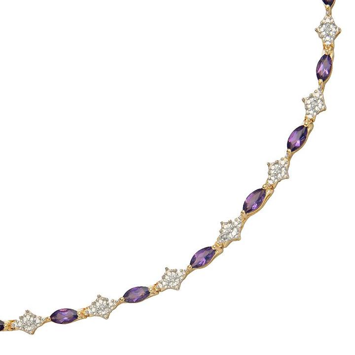 18k Gold-over-silver African Amethyst And Diamond Accent Bracelet, Women's, Size: 7.25