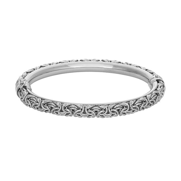 Sterling Silver Byzantine Bangle Bracelet, Women's, White