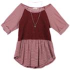 Girls 7-16 & Plus Size Speechless Lace Striped Tunic With Necklace, Size: Large, White