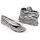 Sidekicks Side Women's Foldable Animal Print Ballet Flats, Girl's, Size: 8-9, Black