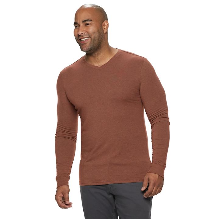 Big & Tall Men's Sonoma Goods For Life&trade; Supersoft Modern-fit V-neck Tee, Size: 4xl Tall, Dark Brown