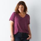 Plus Size Sonoma Goods For Life&trade; Essential V-neck Tee, Women's, Size: 2xl, Med Purple