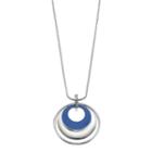 Long Blue Circle Link Pendant Necklace, Women's, Navy