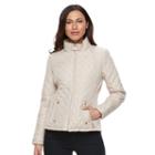 Women's Weathercast Solid Quilted Jacket, Size: Small, Beig/green (beig/khaki)