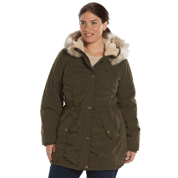 Braetan, Plus Size Hooded Microfiber Anorak Jacket, Women's, Size: 1xl, Dark Green