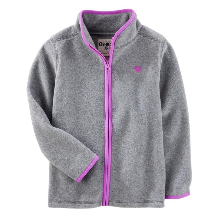 Girls 4-12 Oshkosh B'gosh Microfleece Zip Jacket, Size: 7, Light Grey