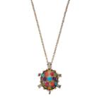 Mudd&reg; Long Multi Color Turtle Pendant Necklace, Girl's, Multicolor