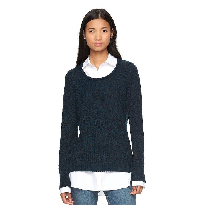 Women's Ab Studio Marled Mock-layer Sweater, Size: Regular, Ovrfl Oth