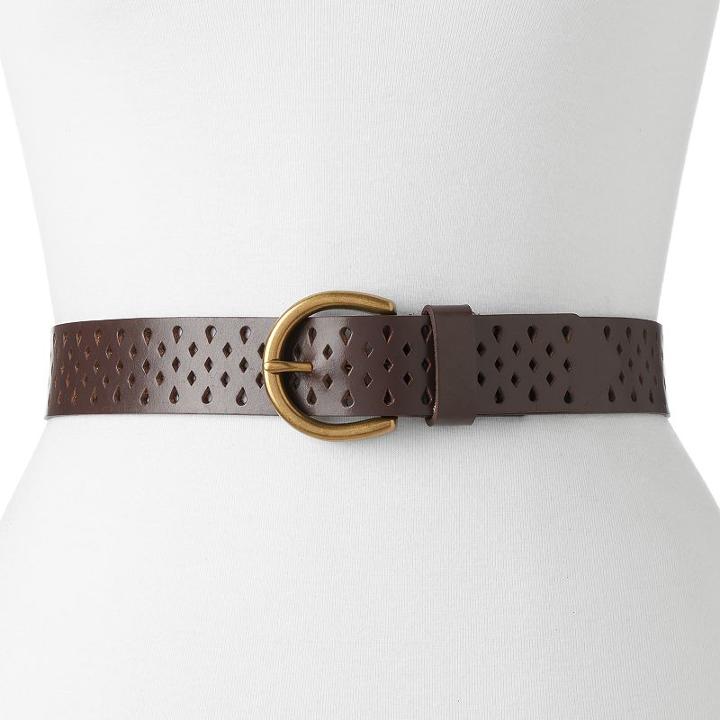 Women's Sonoma Goods For Life&trade; Teardrop Perforated Belt, Size: Medium, Med Brown