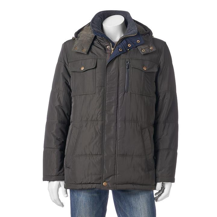 Men's Towne Tubular Quilted Parka, Size: Large, Med Green