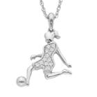 Charming Moments Sterling Silver 1/10 Carat T.w. Diamond Soccer Girl Pendant Necklace, Size: 18, White