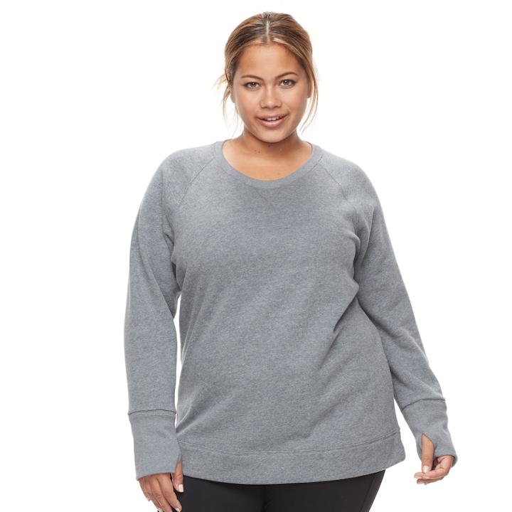 Plus Size Tek Gear&reg; Raglan Crew Sweatshirt, Women's, Size: 1xl, Med Grey